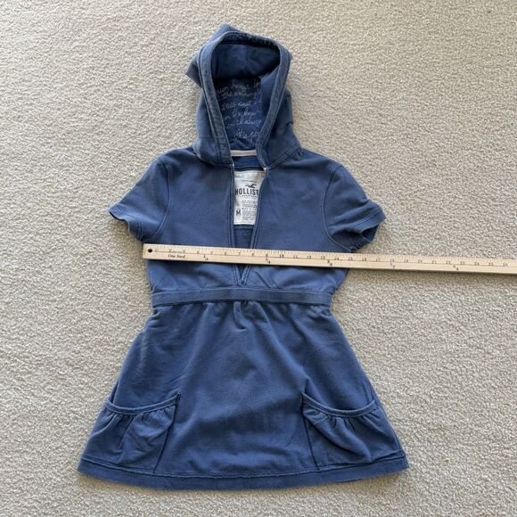 VNTG Hollister Y2K Girls Sz M Baby Doll Fitted Hoodie Pullover V-Neck Sweatshirt - Picture 7 of 16